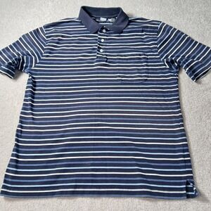 Puritan Polo Shirt Men's Size Large Short Sleeve Blue/White Striped